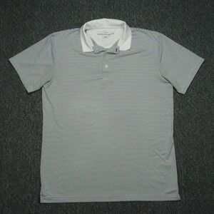 Mizzen Main Shirt Mens Large Blue White Stripe Performance Polo Phil Mickelson